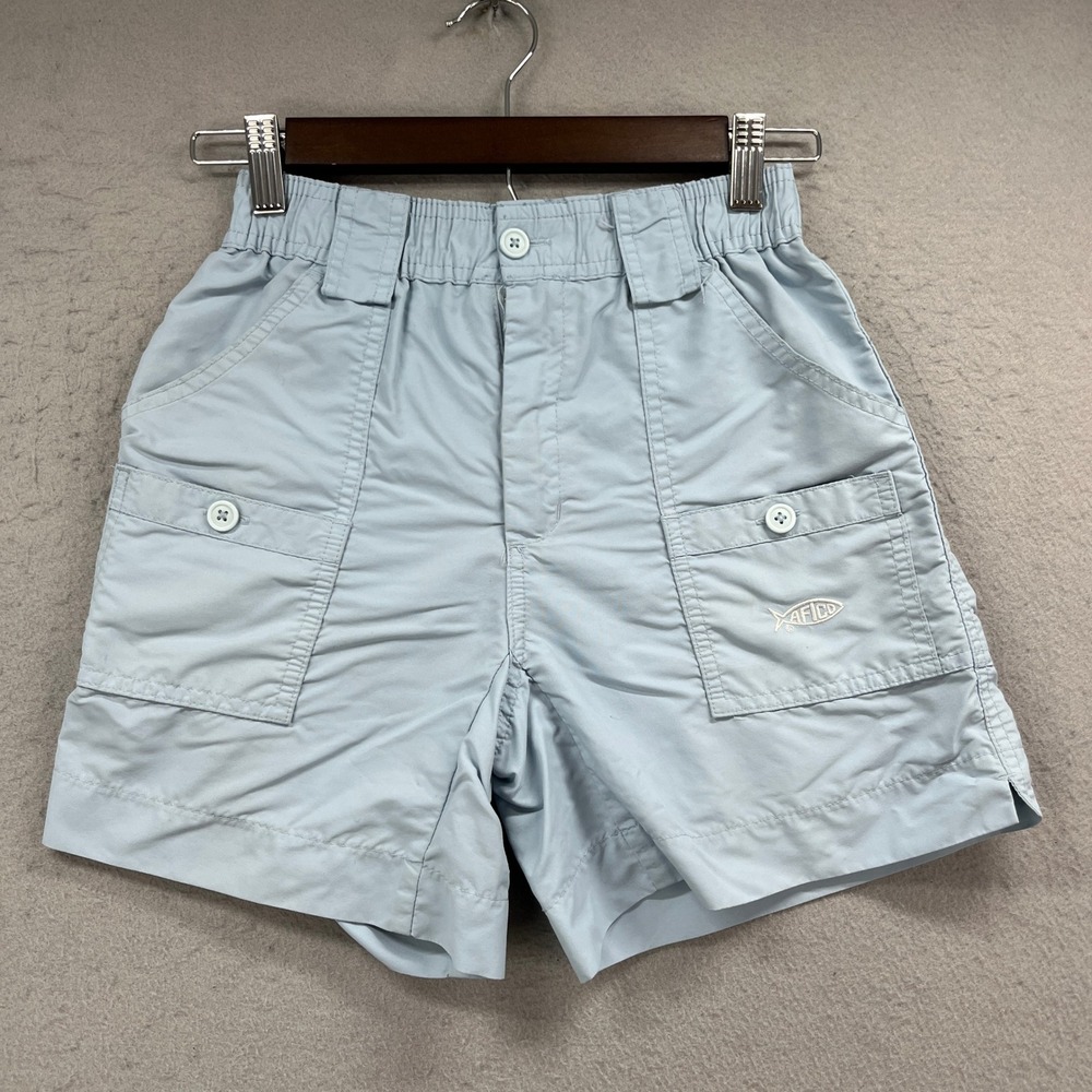 AFTCO Fishing Shorts Boys 26 Light Blue Nylon Utility Cargo Gorpcore